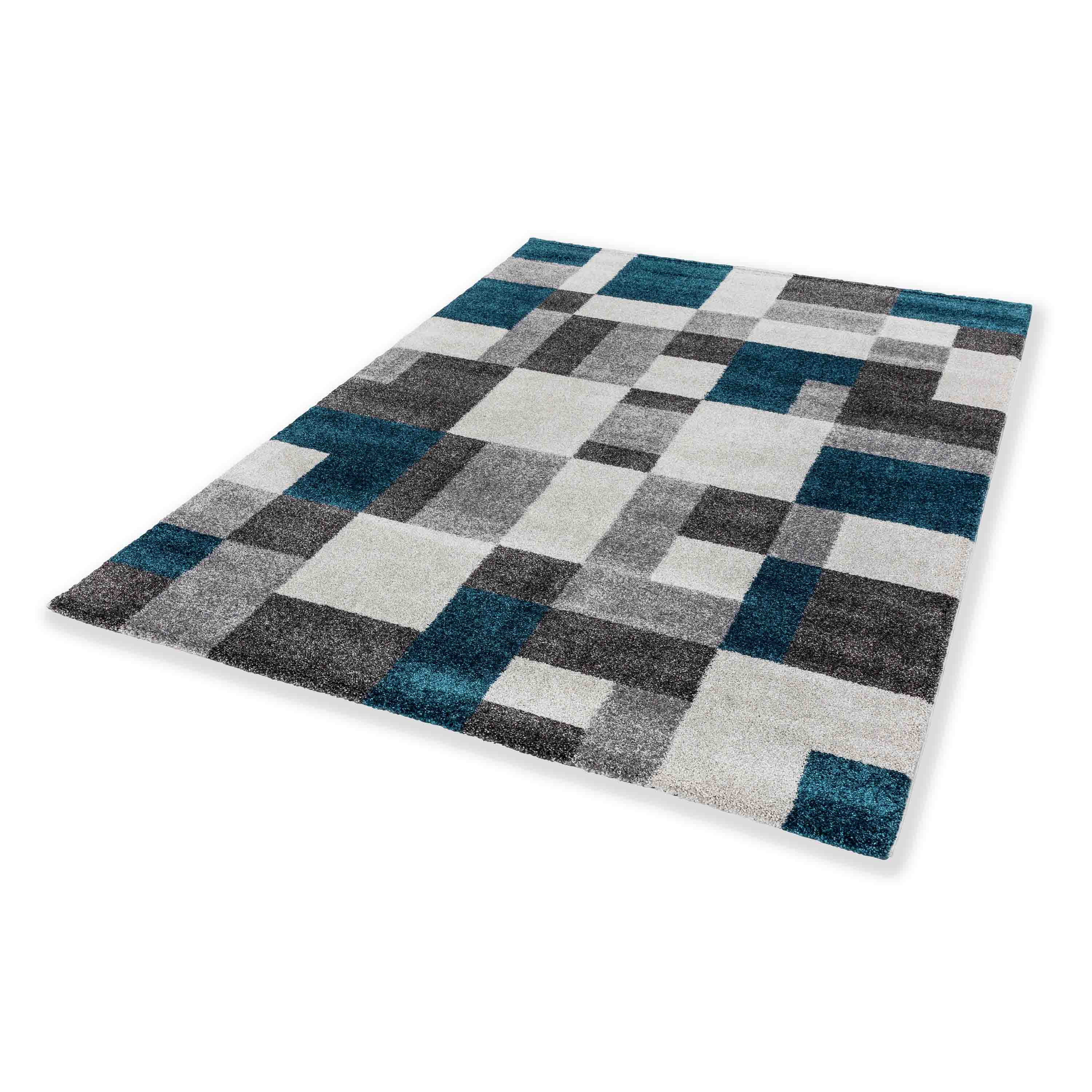Astra Teppich Savona 67x130 cm Kästchen Petrol