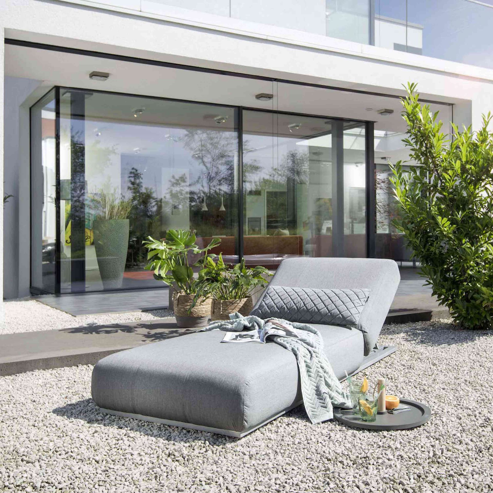 Kettler Gartenliege Ego Sonnenliege Gepolstert Silber/Grau Meliert