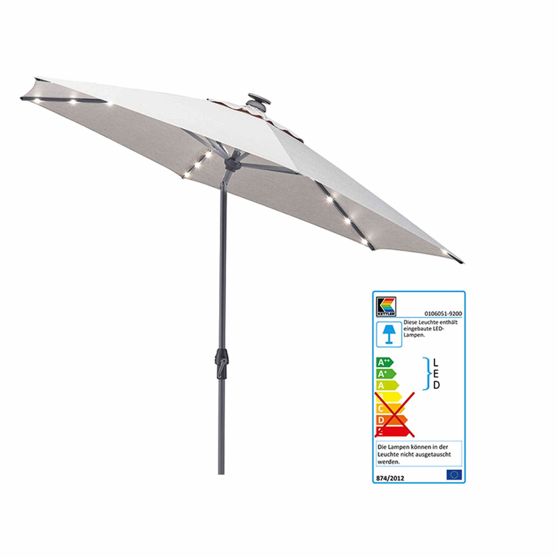 Kettler Sonnenschirm Easy Allround LED Kurbelschirm Ø 300 cm Anthrazit